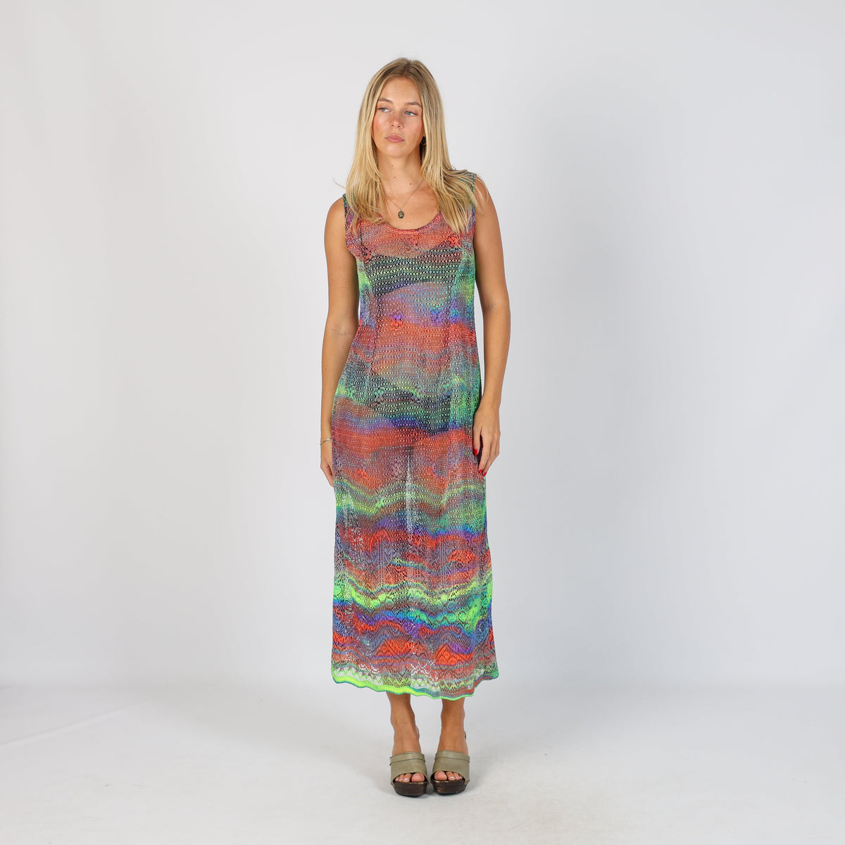 Multicoloured Y2K Woven Maxi Dress Sheer (S)