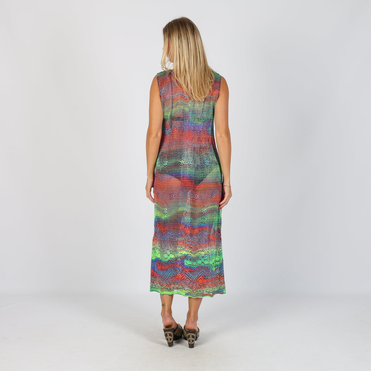 Multicoloured Y2K Woven Maxi Dress Sheer (S)