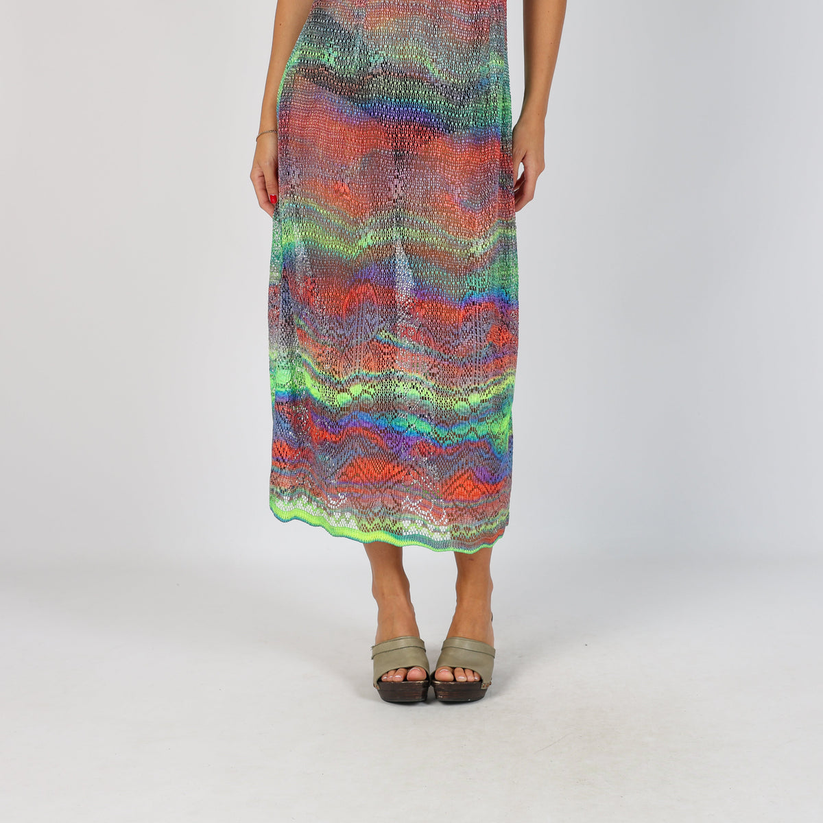 Multicoloured Y2K Woven Maxi Dress Sheer (S)