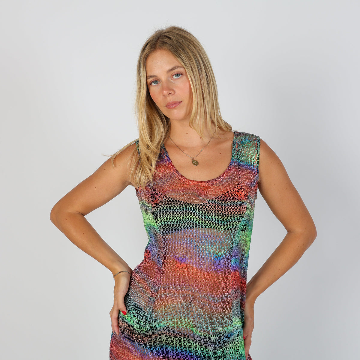 Multicoloured Y2K Woven Maxi Dress Sheer (S)