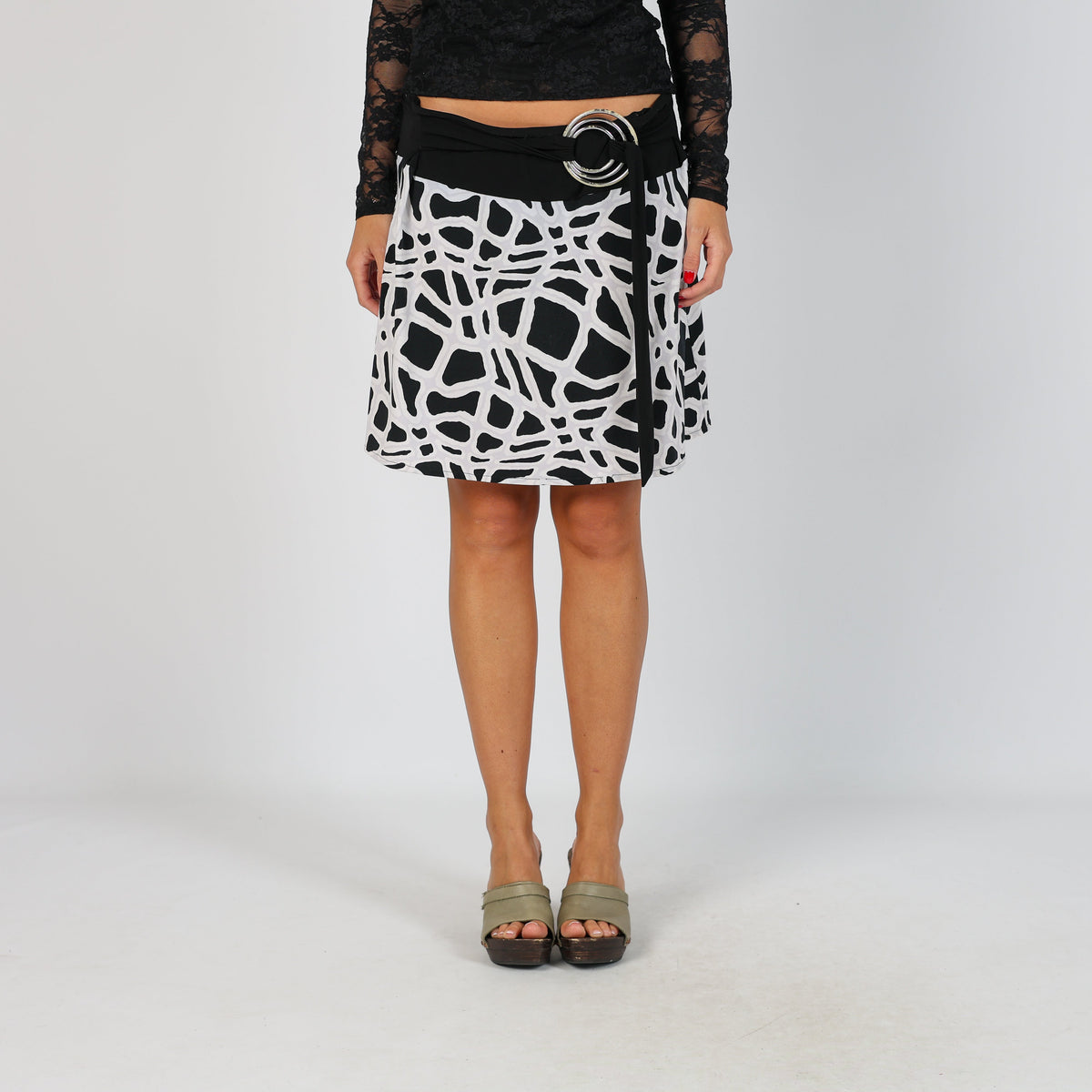 Black Y2K Blasting Woven Mini Skirt (S)