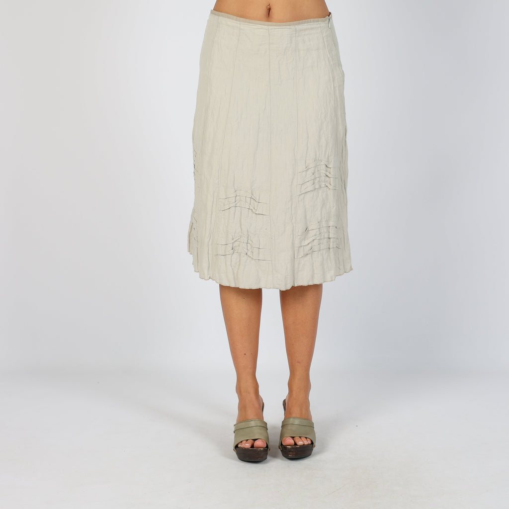 Beige Y2K Penny Black Woven Midi Skirt (S)
