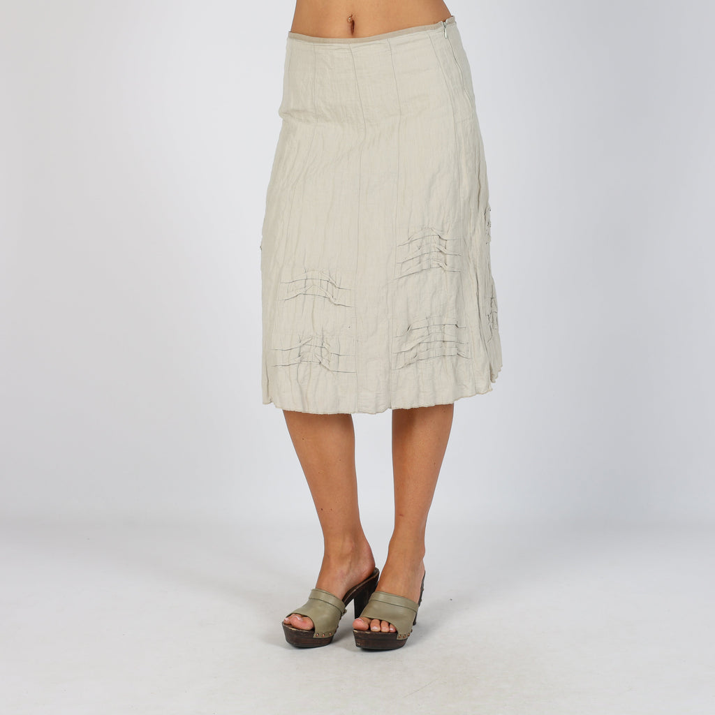 Beige Y2K Penny Black Woven Midi Skirt (S)