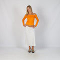 White Y2K Woven Maxi Skirt (M)