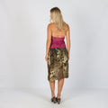 Dark Green Y2K Made in Italy Woven Midi Skirt (XS)