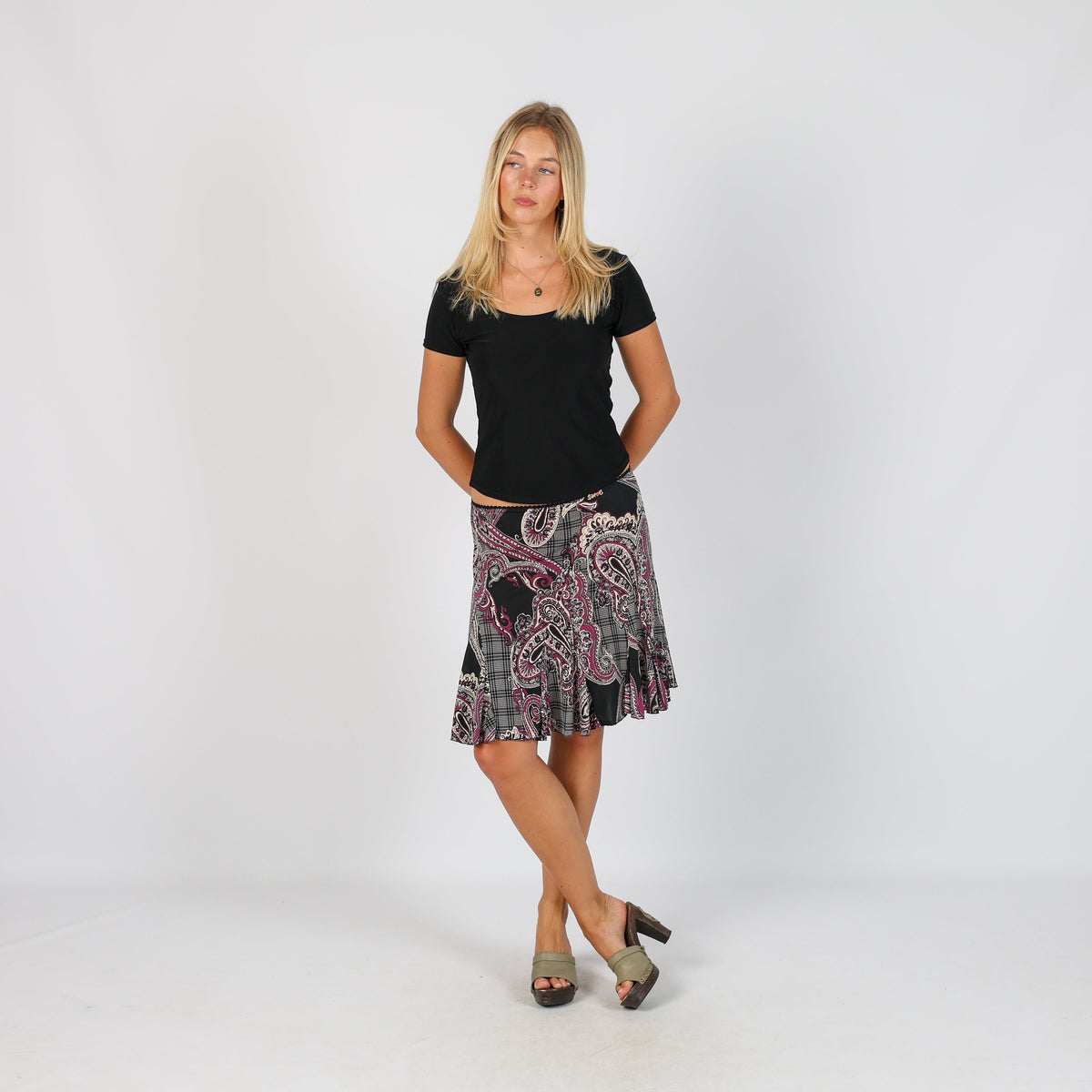 Black Y2K Monella Vagabonda Woven Midi Skirt (XS)