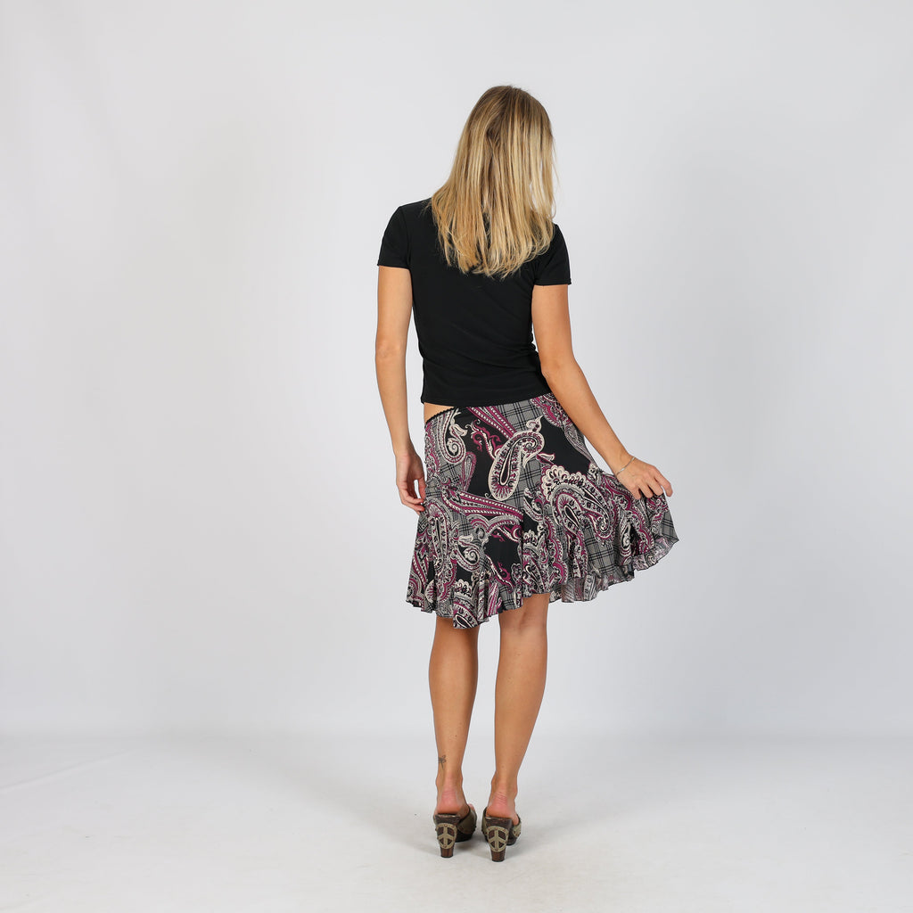 Black Y2K Monella Vagabonda Woven Midi Skirt (XS)