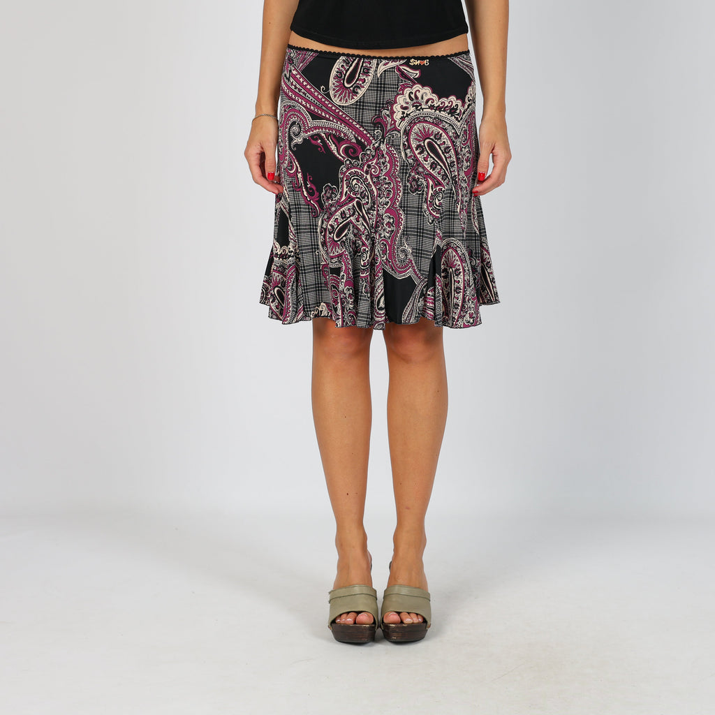 Black Y2K Monella Vagabonda Woven Midi Skirt (XS)