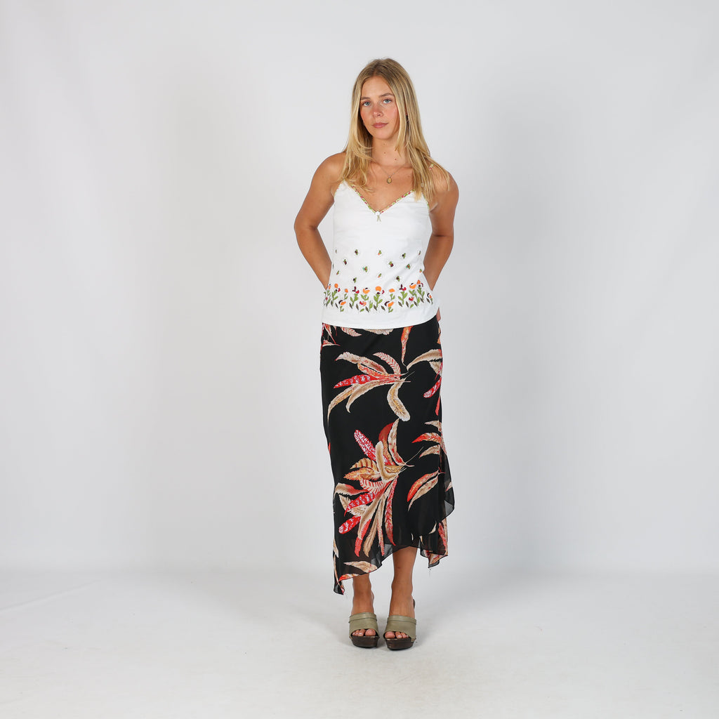 Black Y2K Woven Midi Skirt (XS)