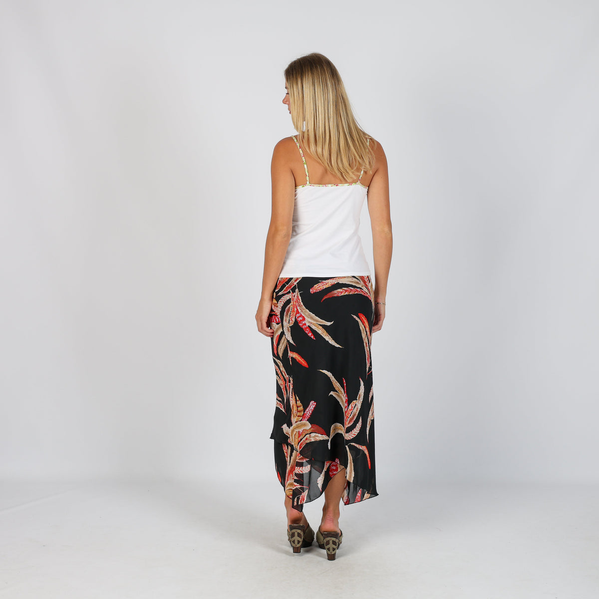 Black Y2K Woven Midi Skirt (XS)
