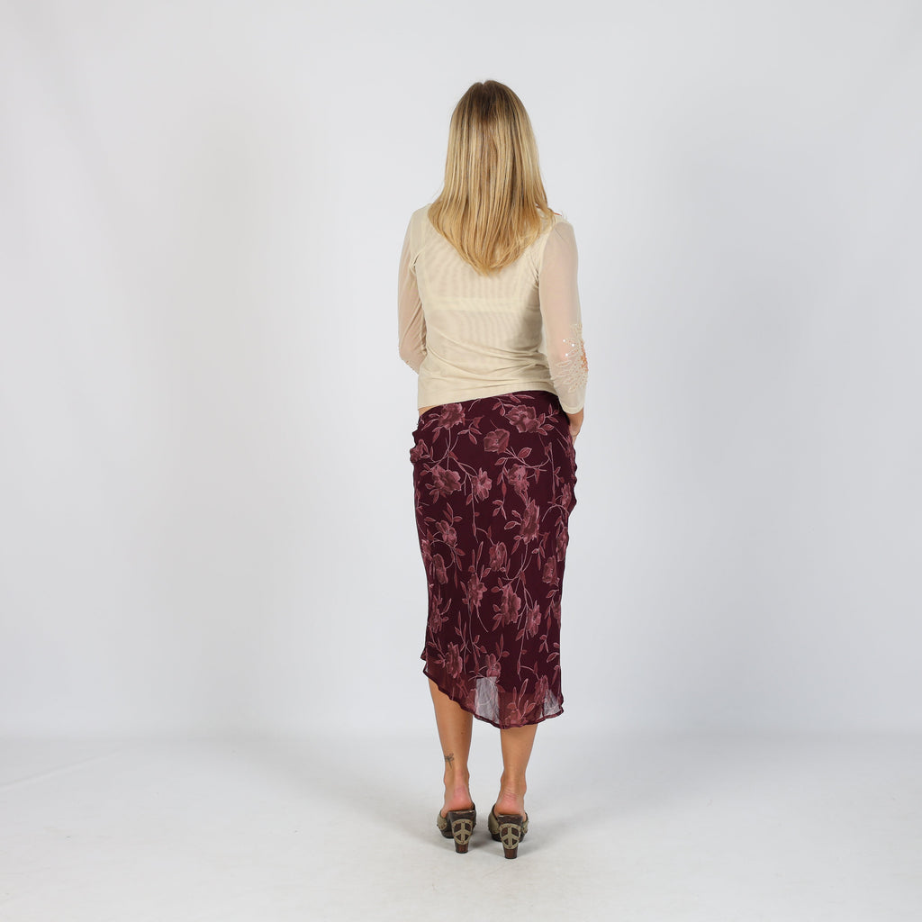 Purple Y2K Woven Midi Skirt (XS)