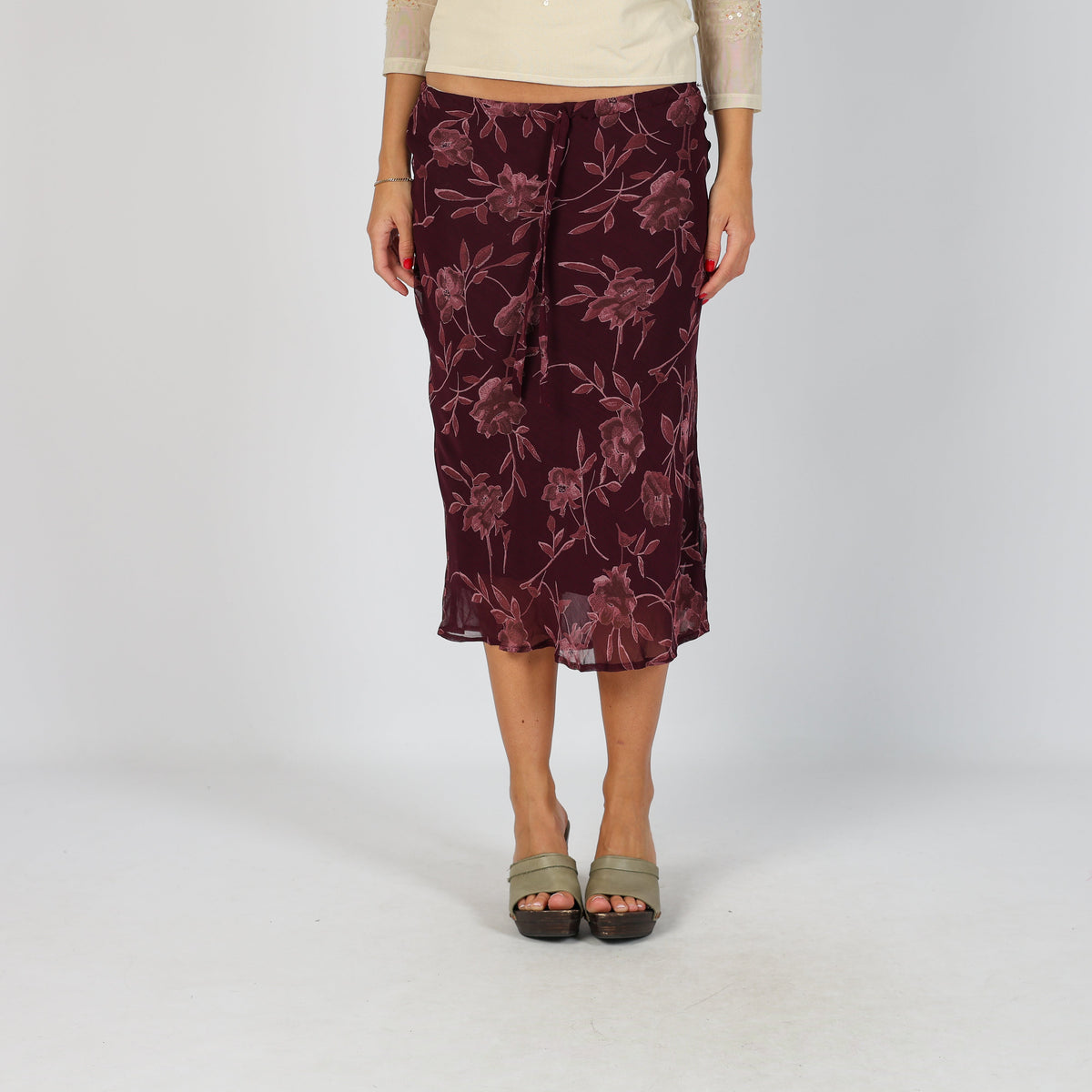 Purple Y2K Woven Midi Skirt (XS)