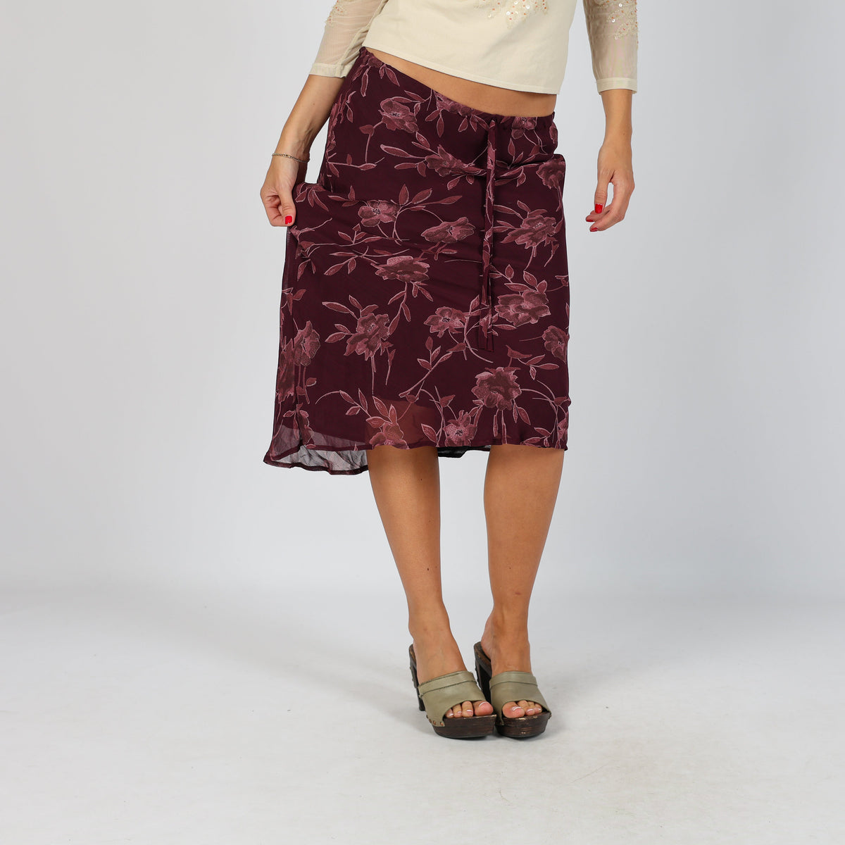 Purple Y2K Woven Midi Skirt (XS)