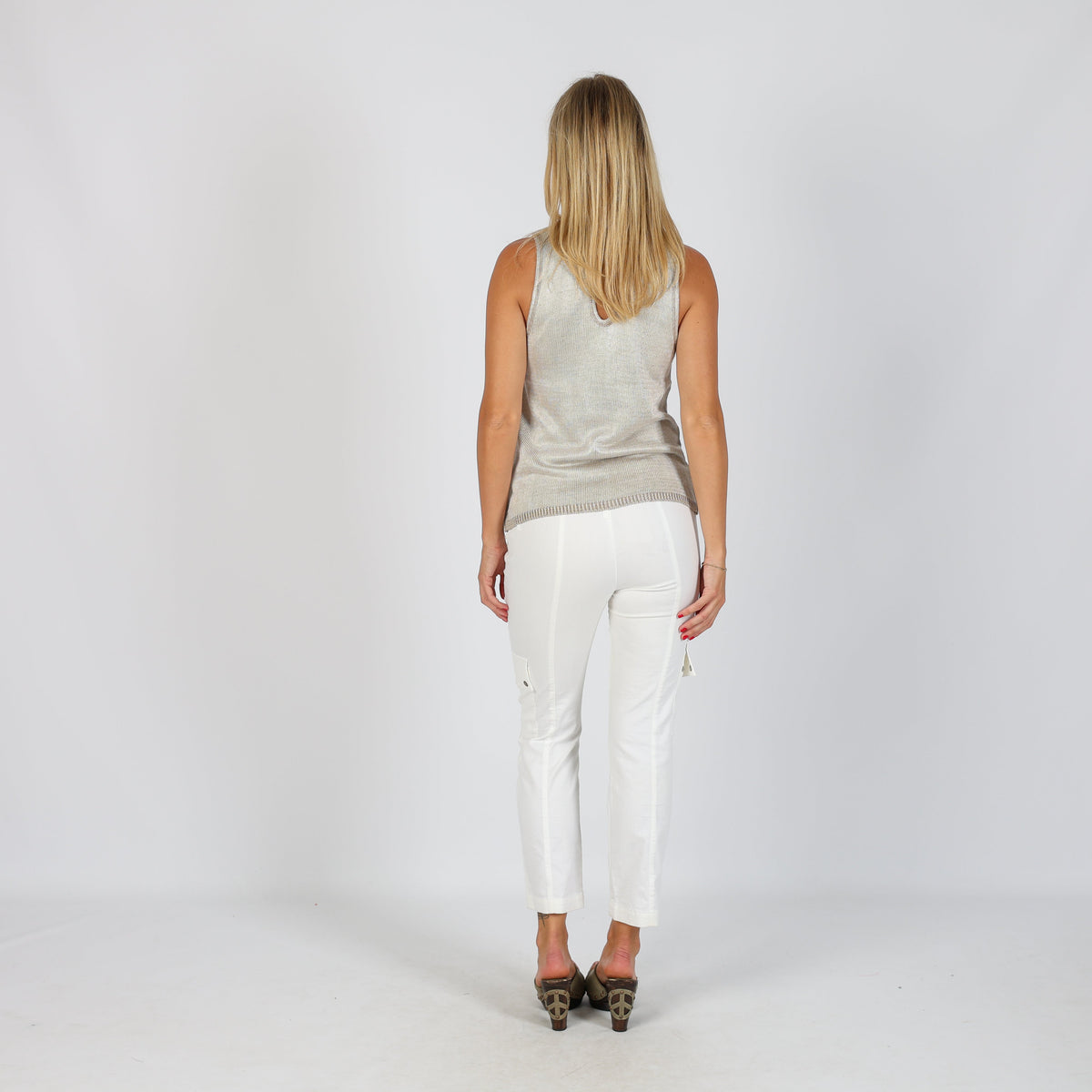Ivory Y2K Trussardi Woven Trousers (S)