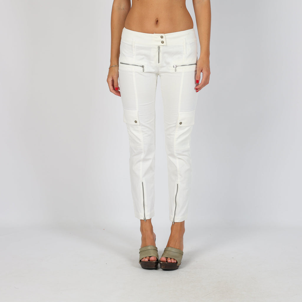 Ivory Y2K Trussardi Woven Trousers (S)