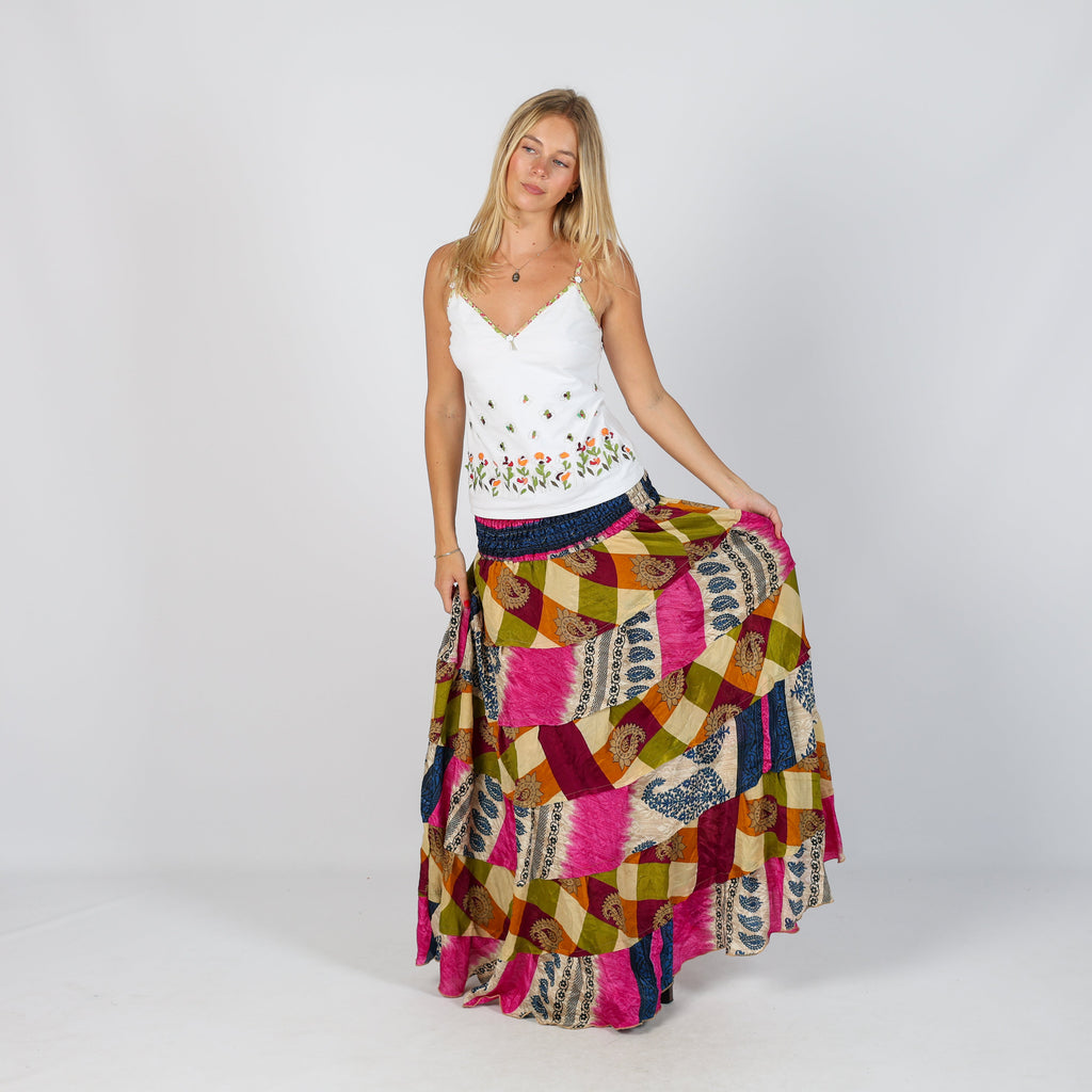 Multicoloured Y2K Woven Maxi Skirt Swarna (XS)
