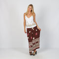 Brown Y2K Woven Maxi Skirt Adjustable (S)
