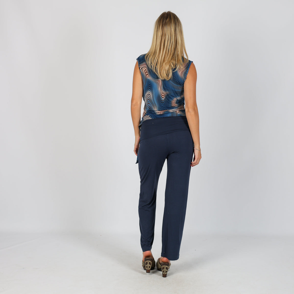 Navy Blue Y2K Max Mara Woven Trousers (S)