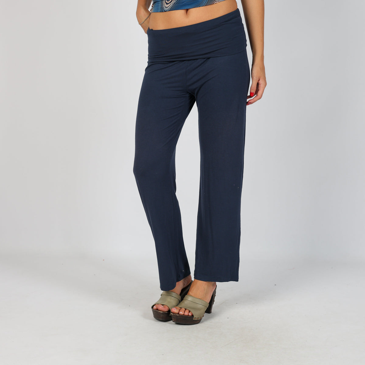 Navy Blue Y2K Max Mara Woven Trousers (S)