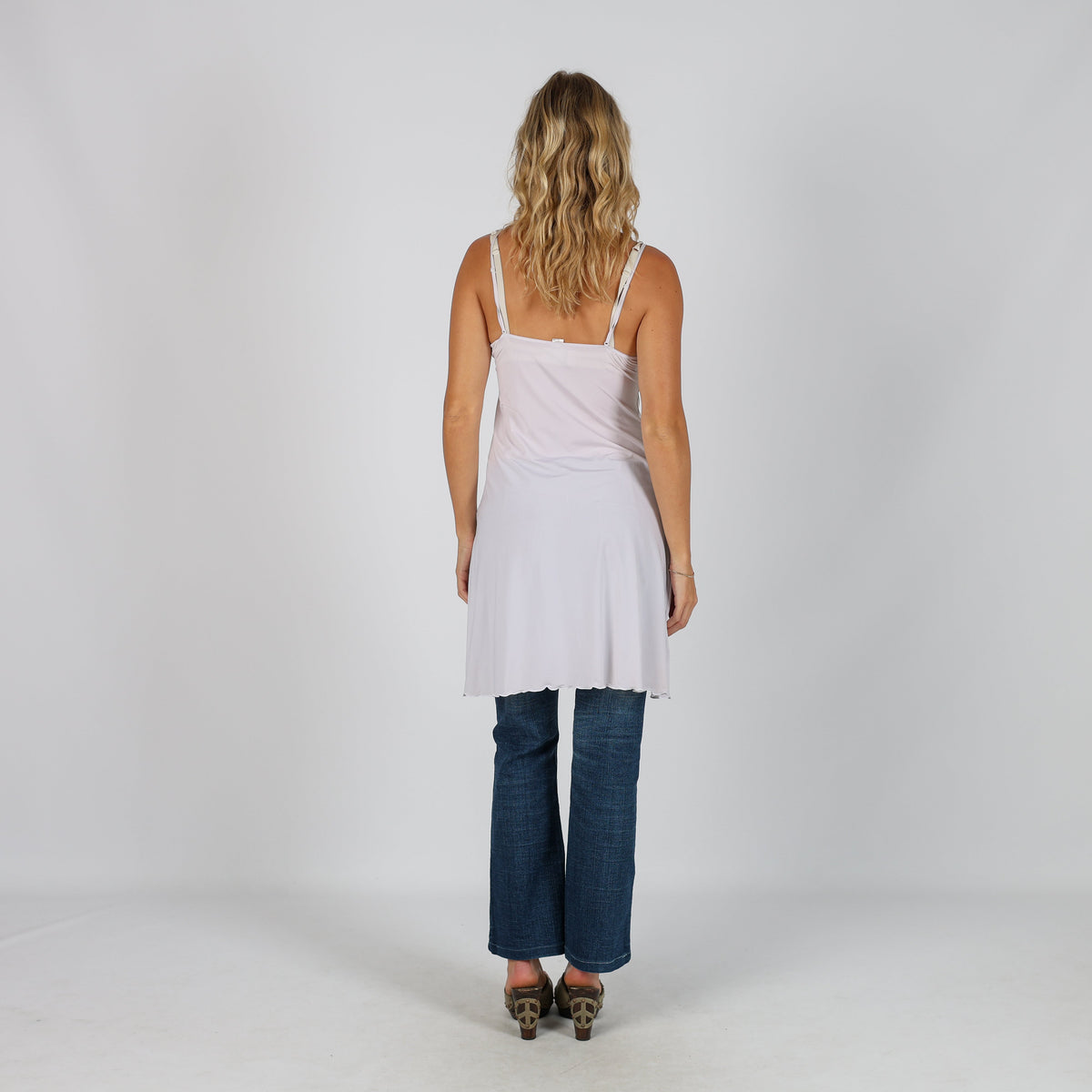 Ivory Y2K Slip Dress Semi Sheer (S)