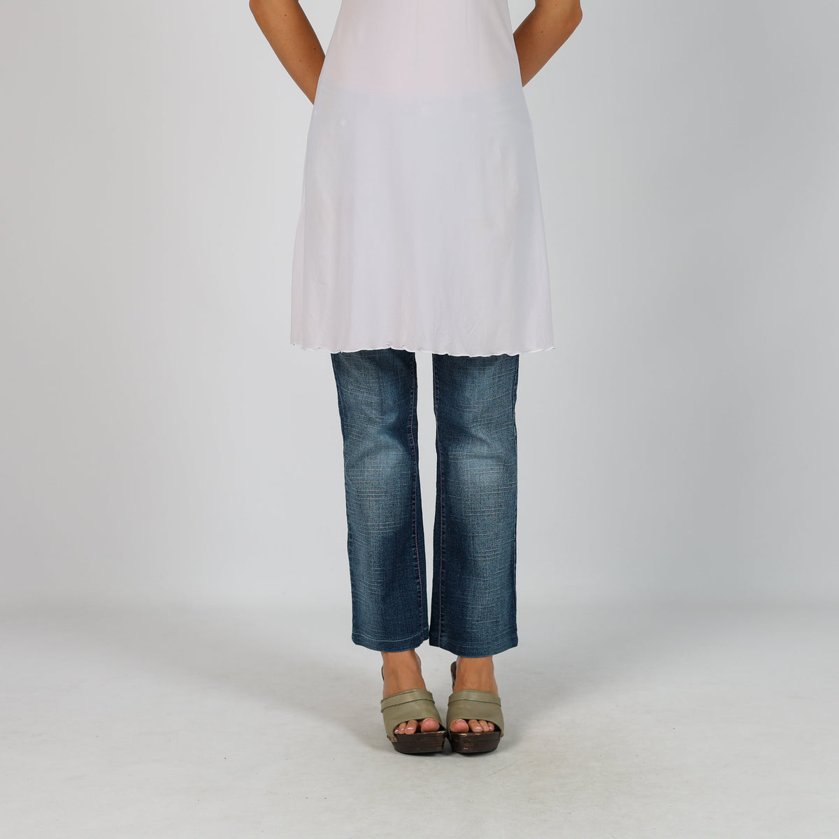 Ivory Y2K Slip Dress Semi Sheer (S)