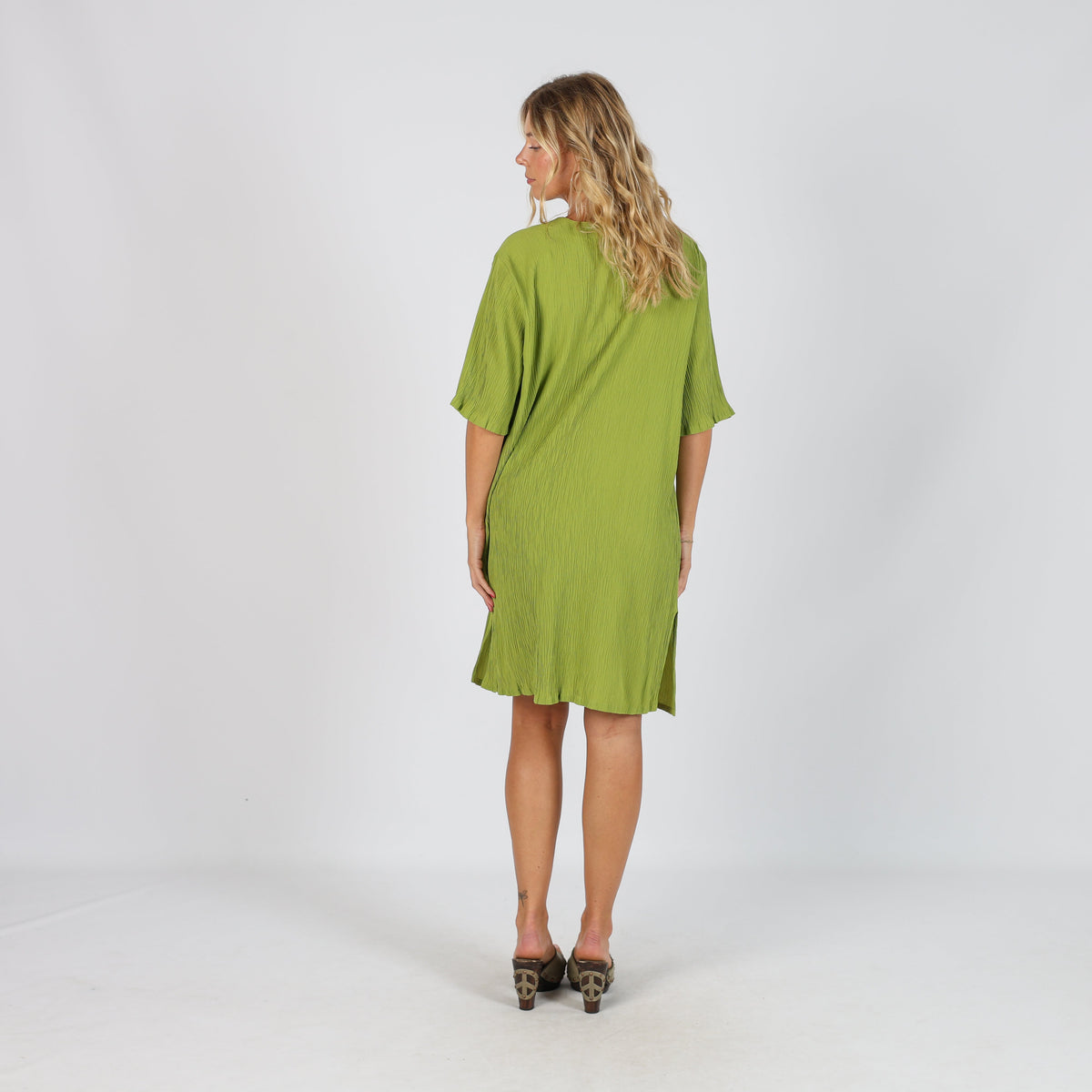 Light Green Y2K Woven Midi Dress (M)