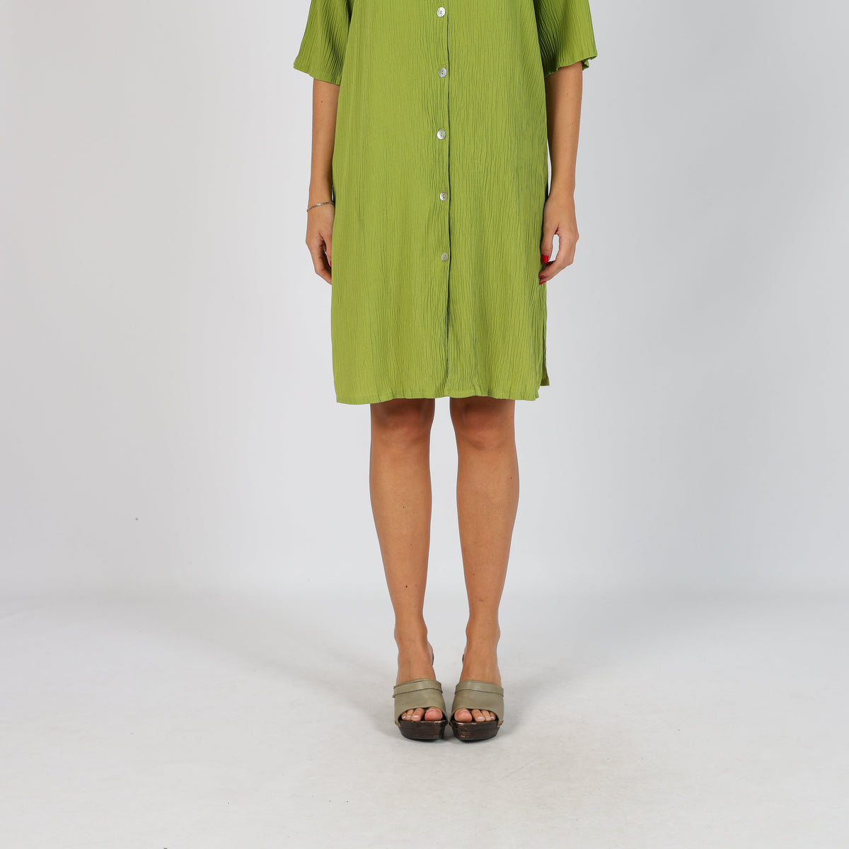 Light Green Y2K Woven Midi Dress (M)