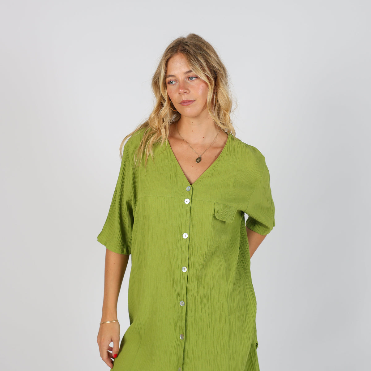 Light Green Y2K Woven Midi Dress (M)