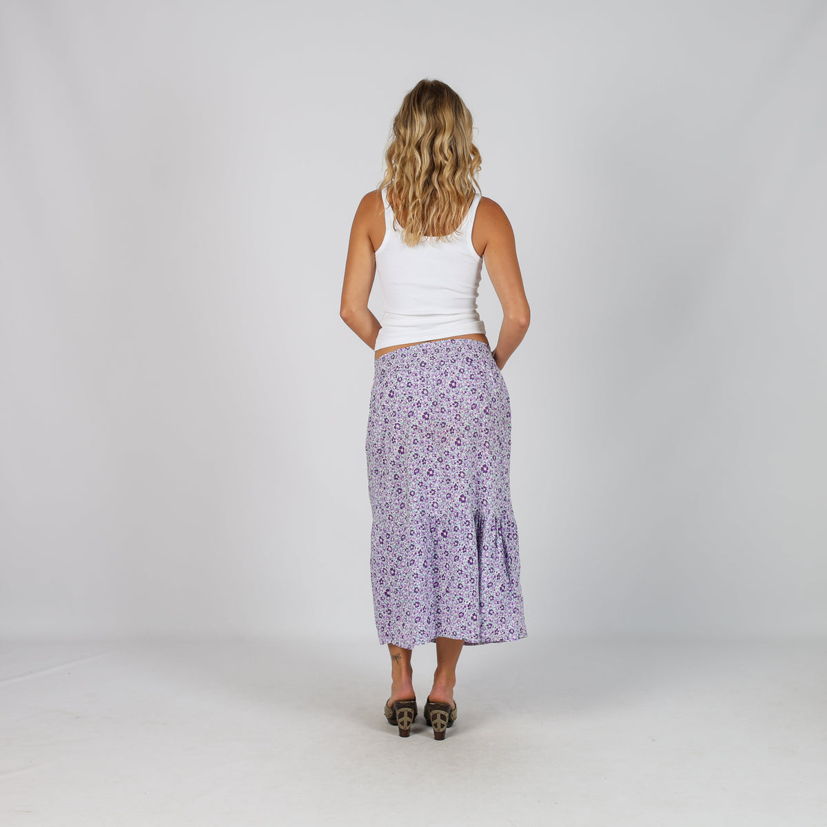 Lilac Purple Y2K Woven Midi Skirt (XS)