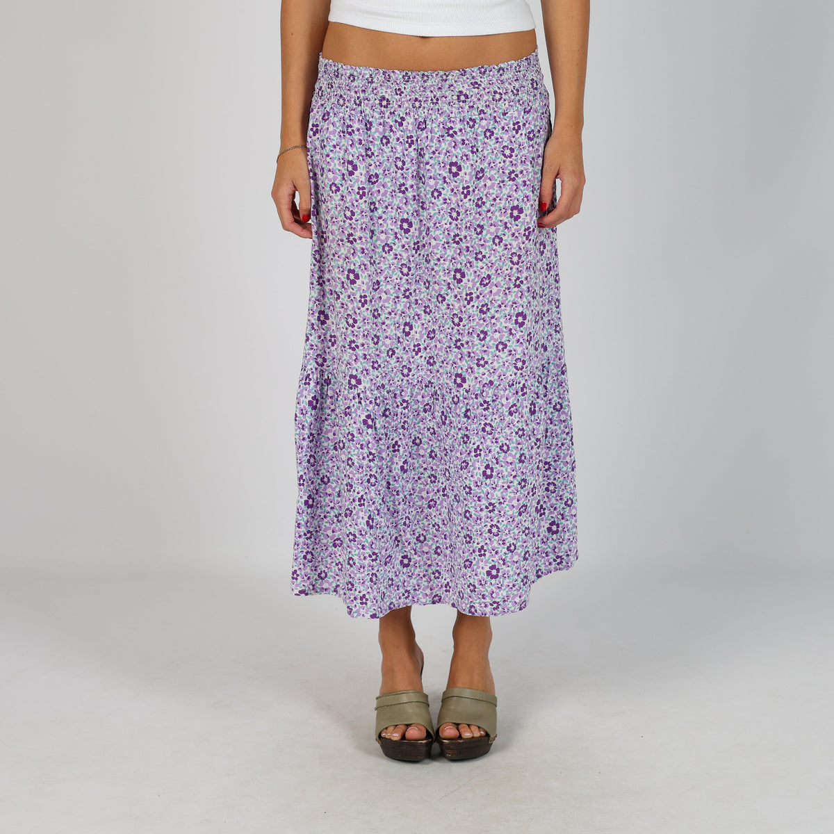Lilac Purple Y2K Woven Midi Skirt (XS)