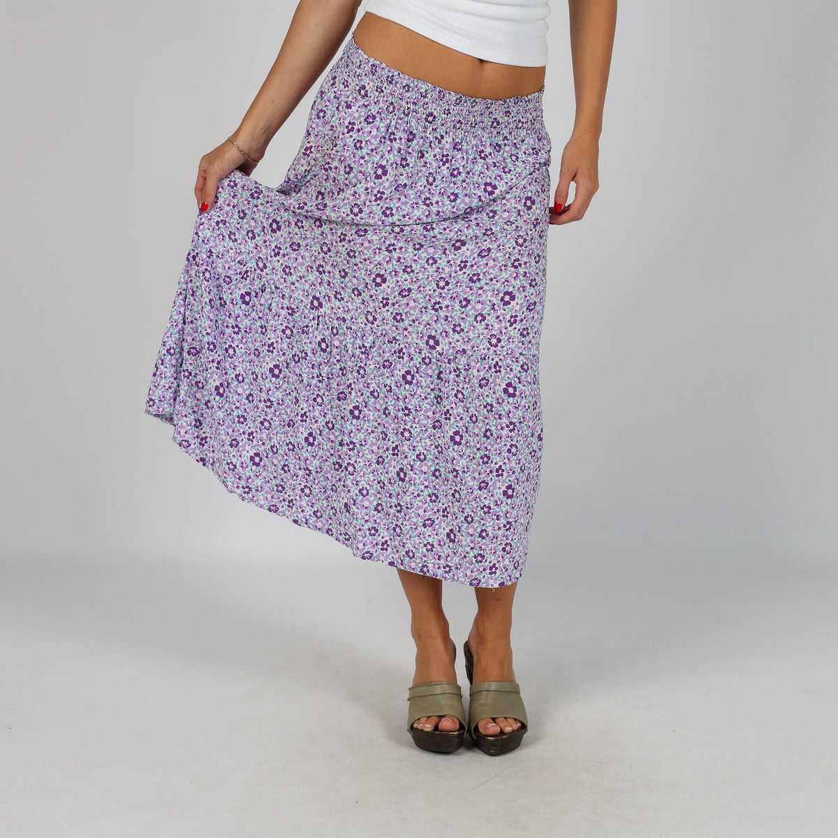 Lilac Purple Y2K Woven Midi Skirt (XS)