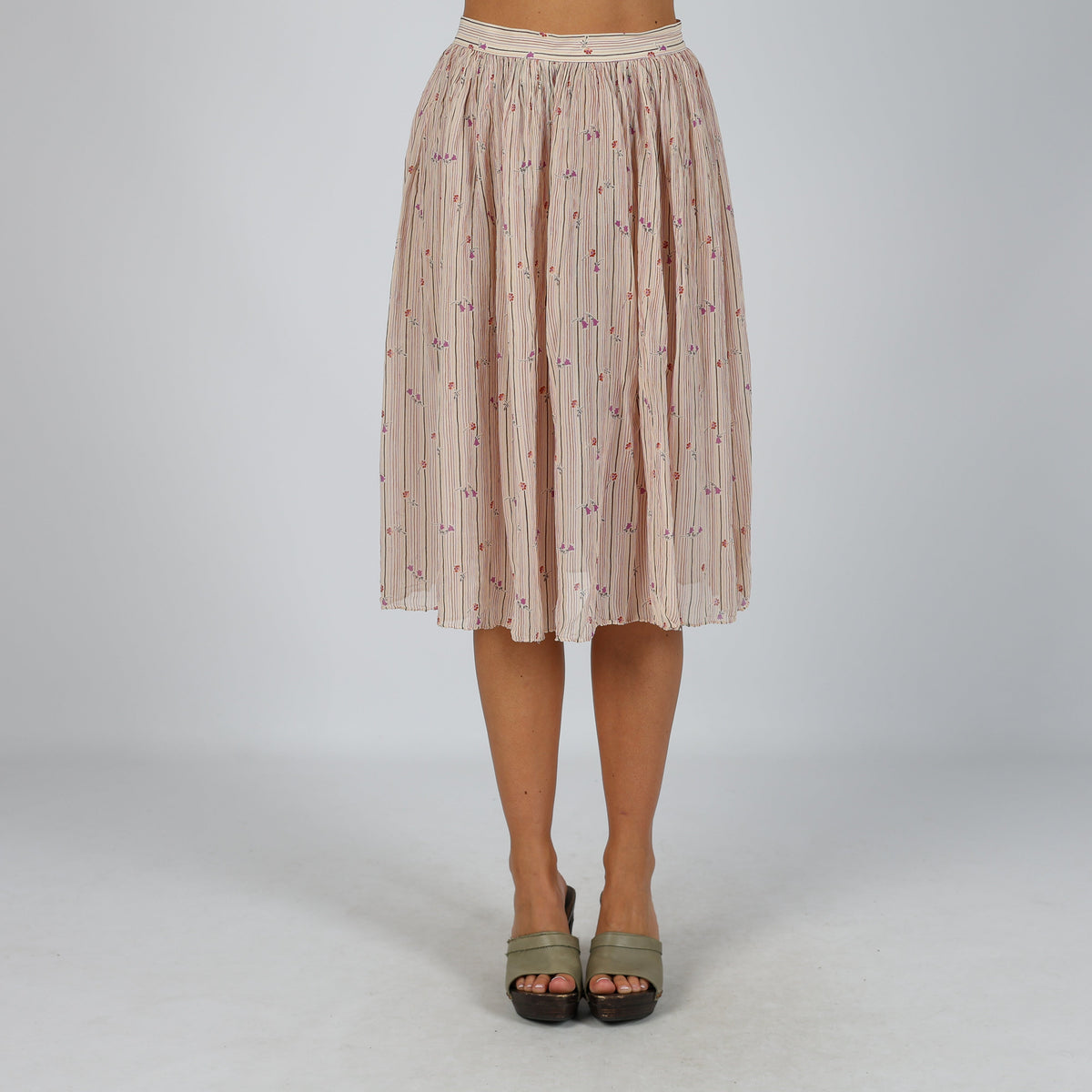 Baby Pink Y2K Made in Italy Woven Midi Skirt Semi Sheer (XS)