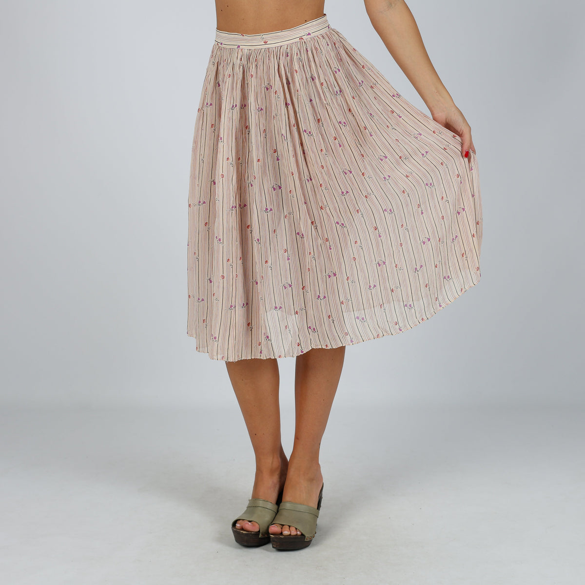 Baby Pink Y2K Made in Italy Woven Midi Skirt Semi Sheer (XS)