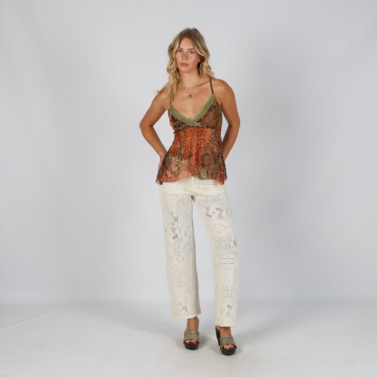 Cream Y2K Woven Trousers (XXS)