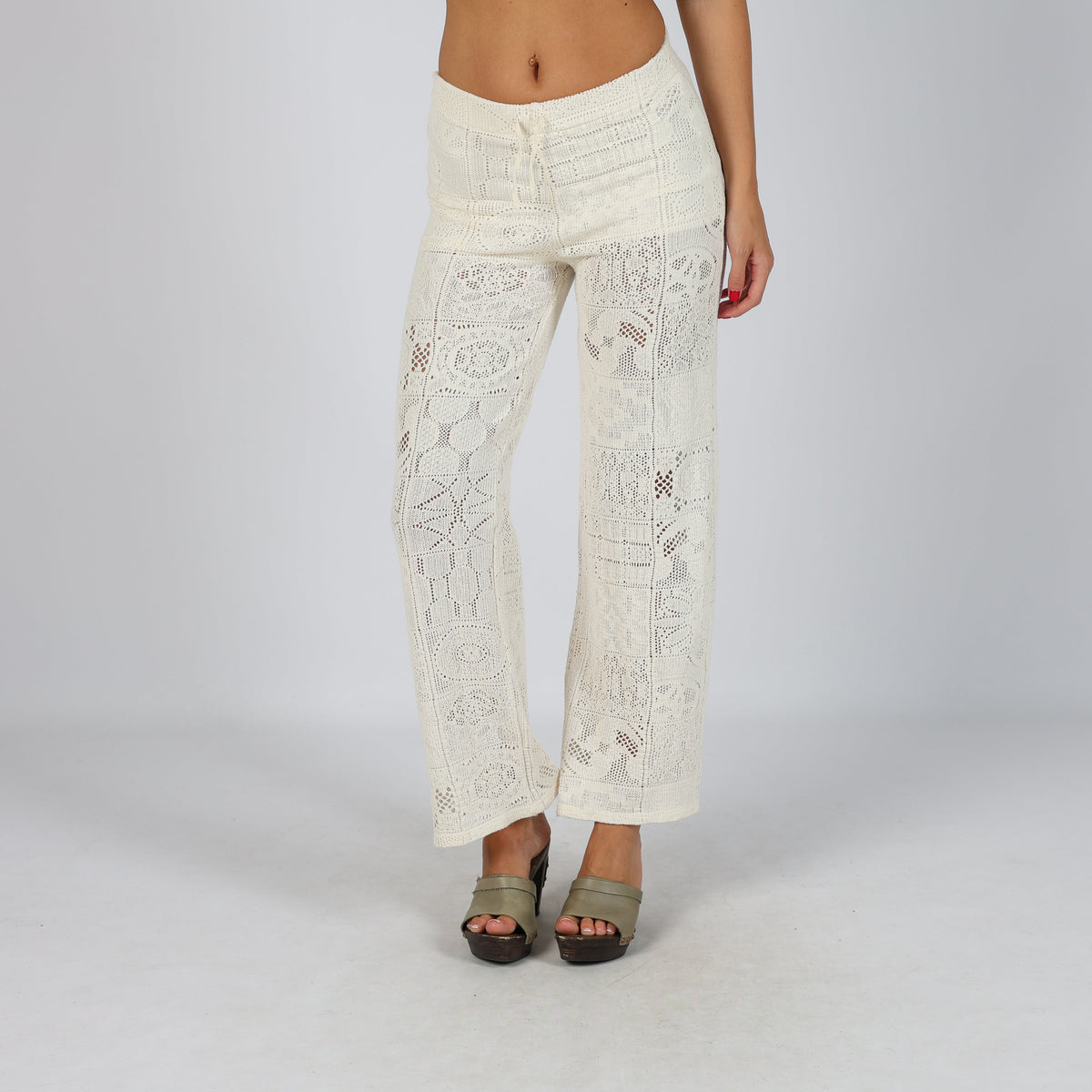 Cream Y2K Woven Trousers (XXS)