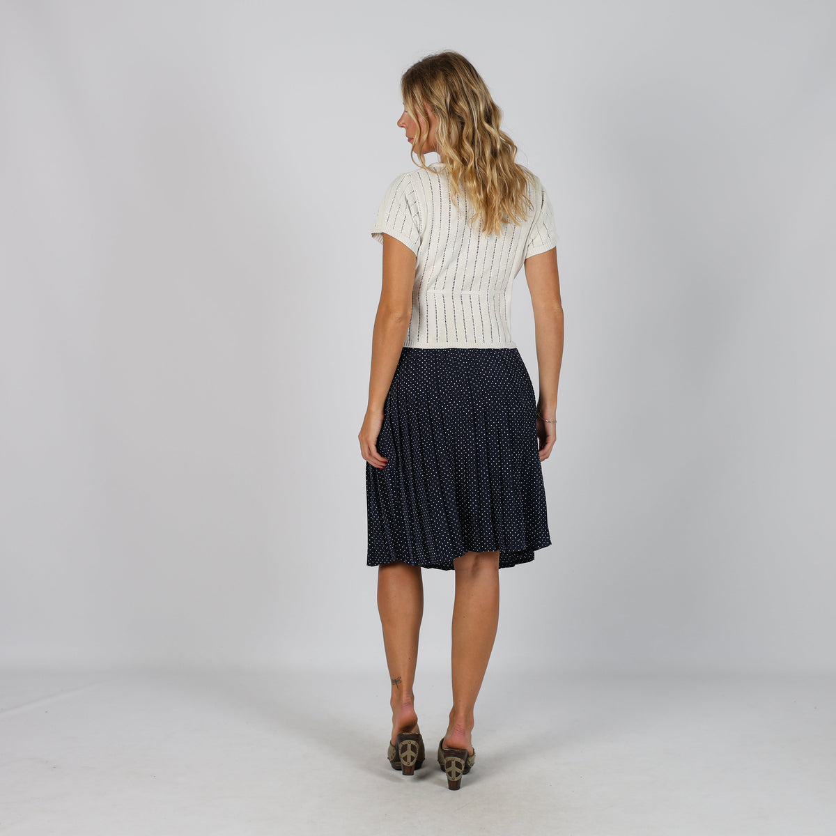 Navy Blue Y2K Woven Midi Skirt (XS)
