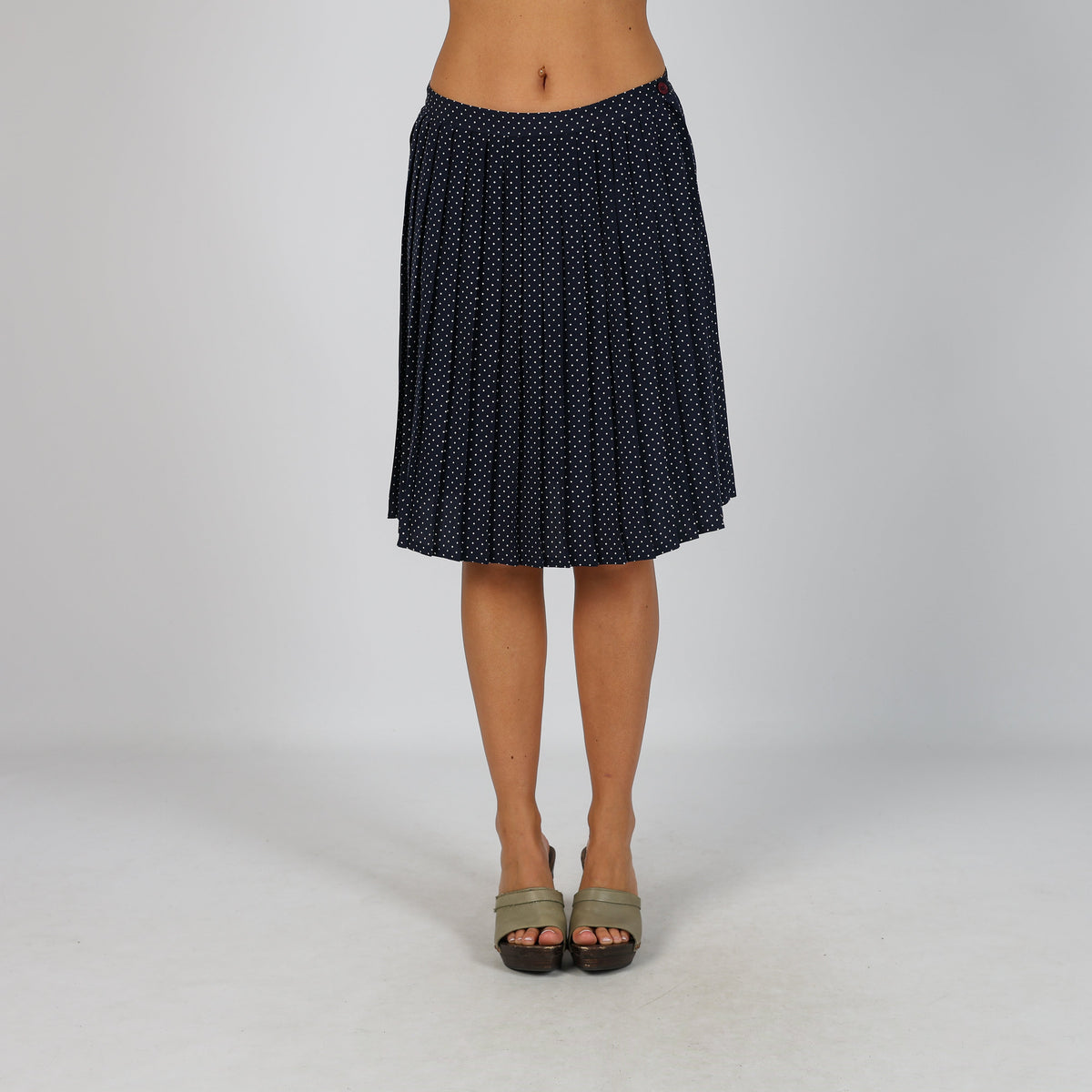Navy Blue Y2K Woven Midi Skirt (XS)