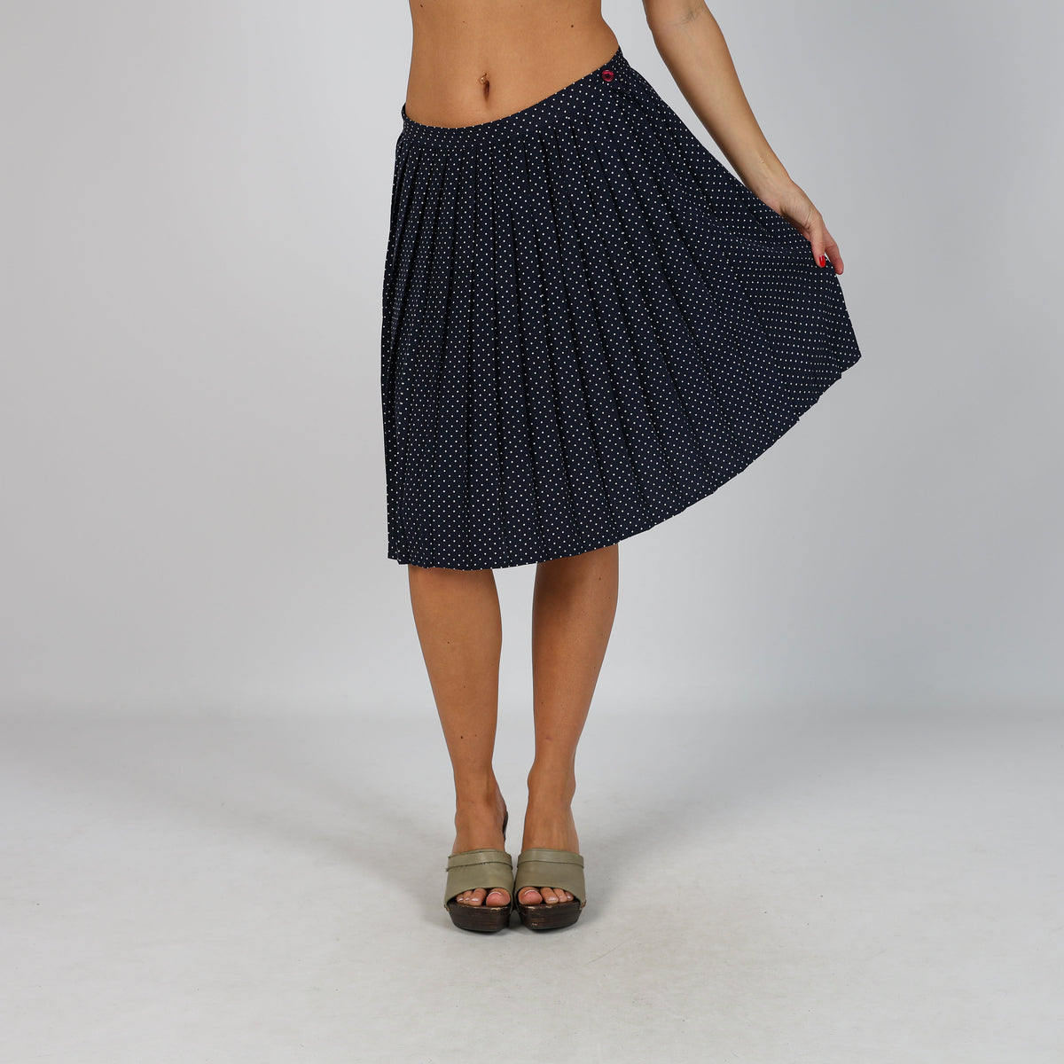 Navy Blue Y2K Woven Midi Skirt (XS)