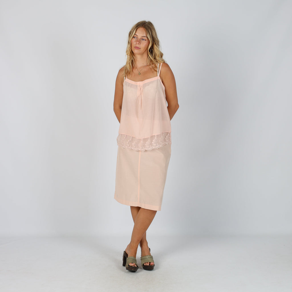 Baby Pink Y2K Stefanel Woven Midi Skirt Semi Sheer (S)