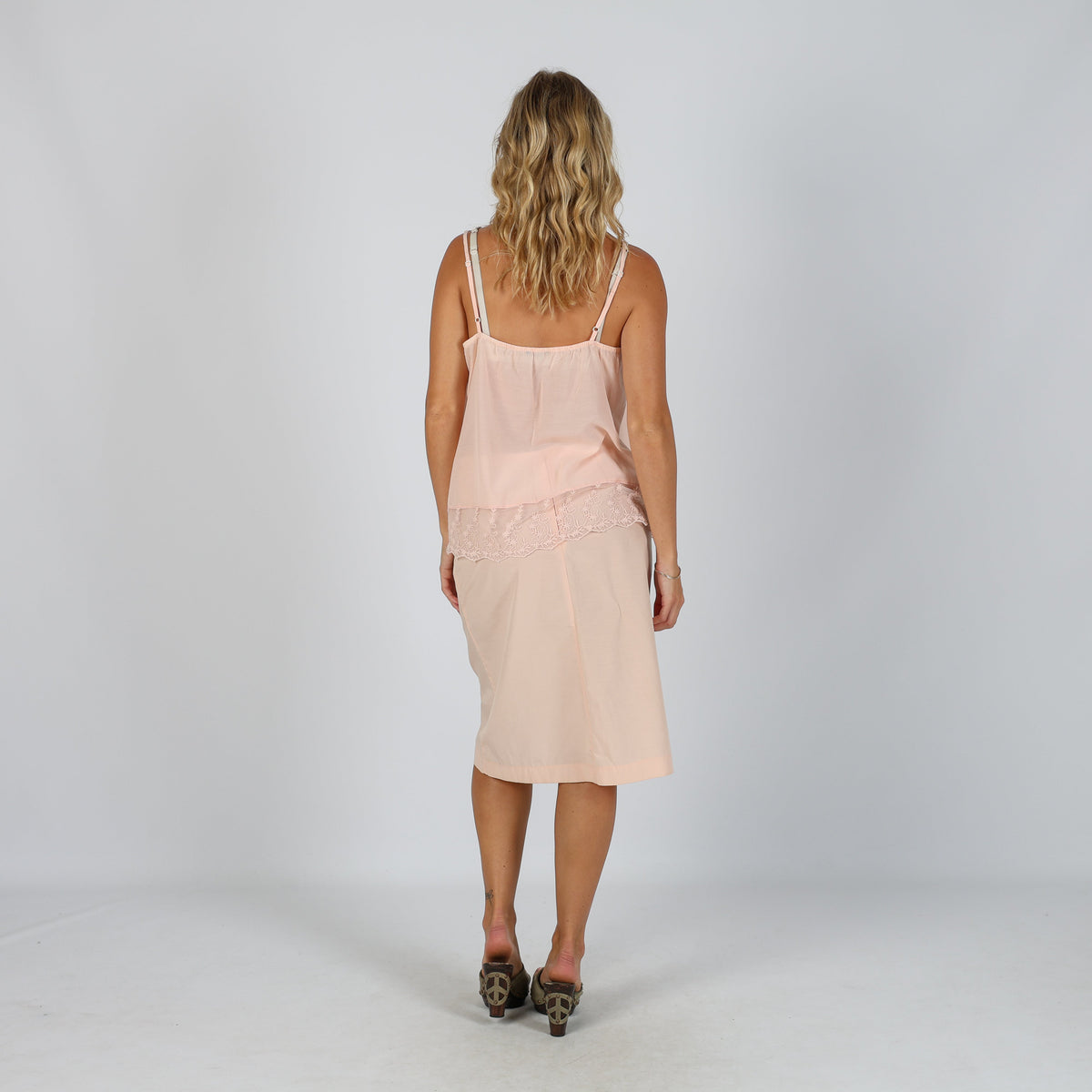 Baby Pink Y2K Stefanel Woven Midi Skirt Semi Sheer (S)