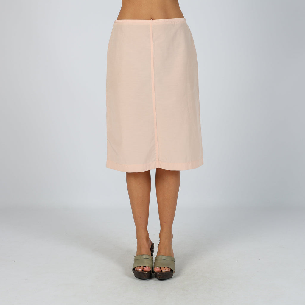 Baby Pink Y2K Stefanel Woven Midi Skirt Semi Sheer (S)