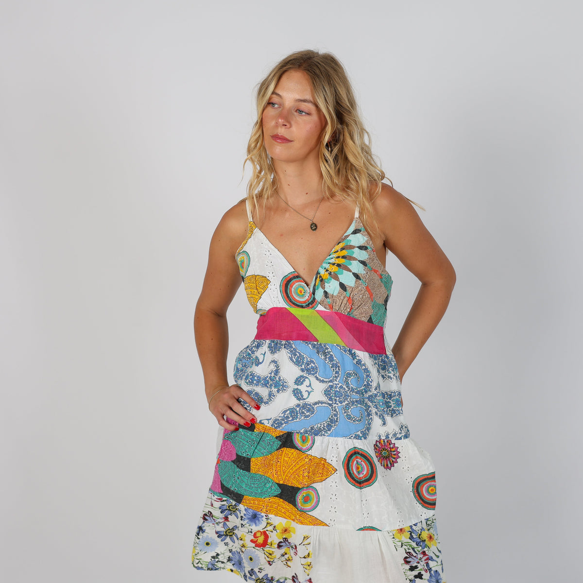 Multicoloured Y2K Woven Mini Dress (S)