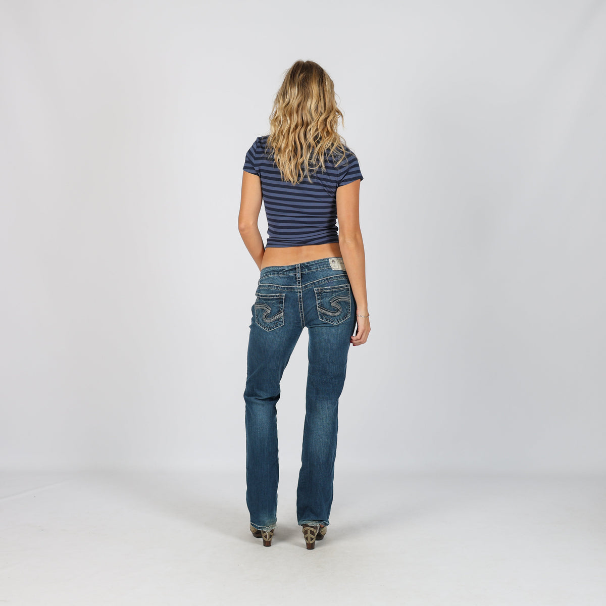 Blue Y2K Silver Bootcut Jeans (S)