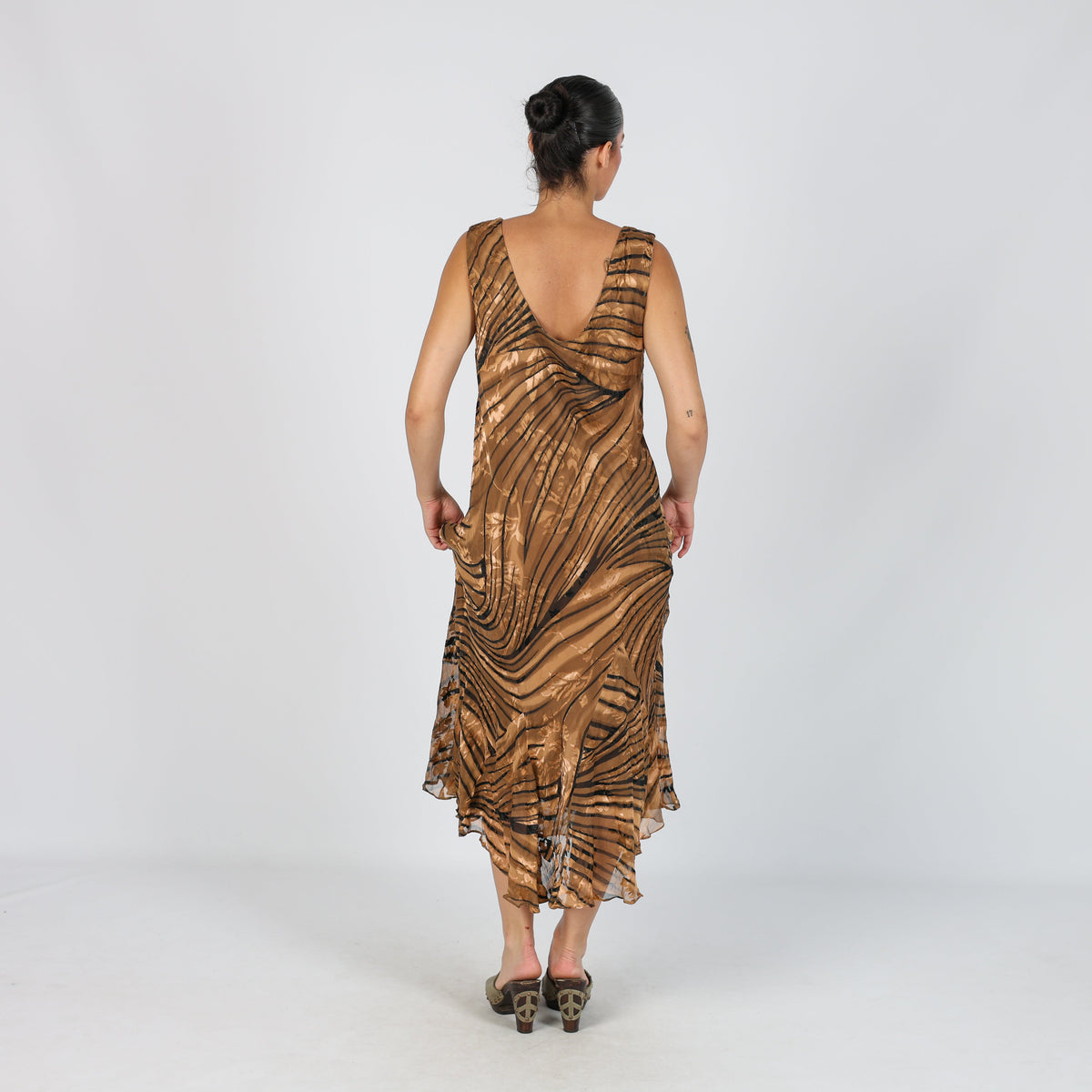 Tan Y2K Woven Maxi Dress (L)