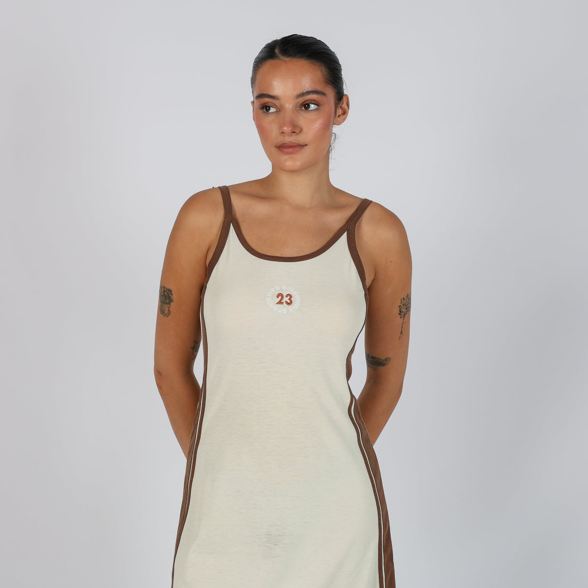 Beige Y2K Blue Collection Woven Mini Dress (S)