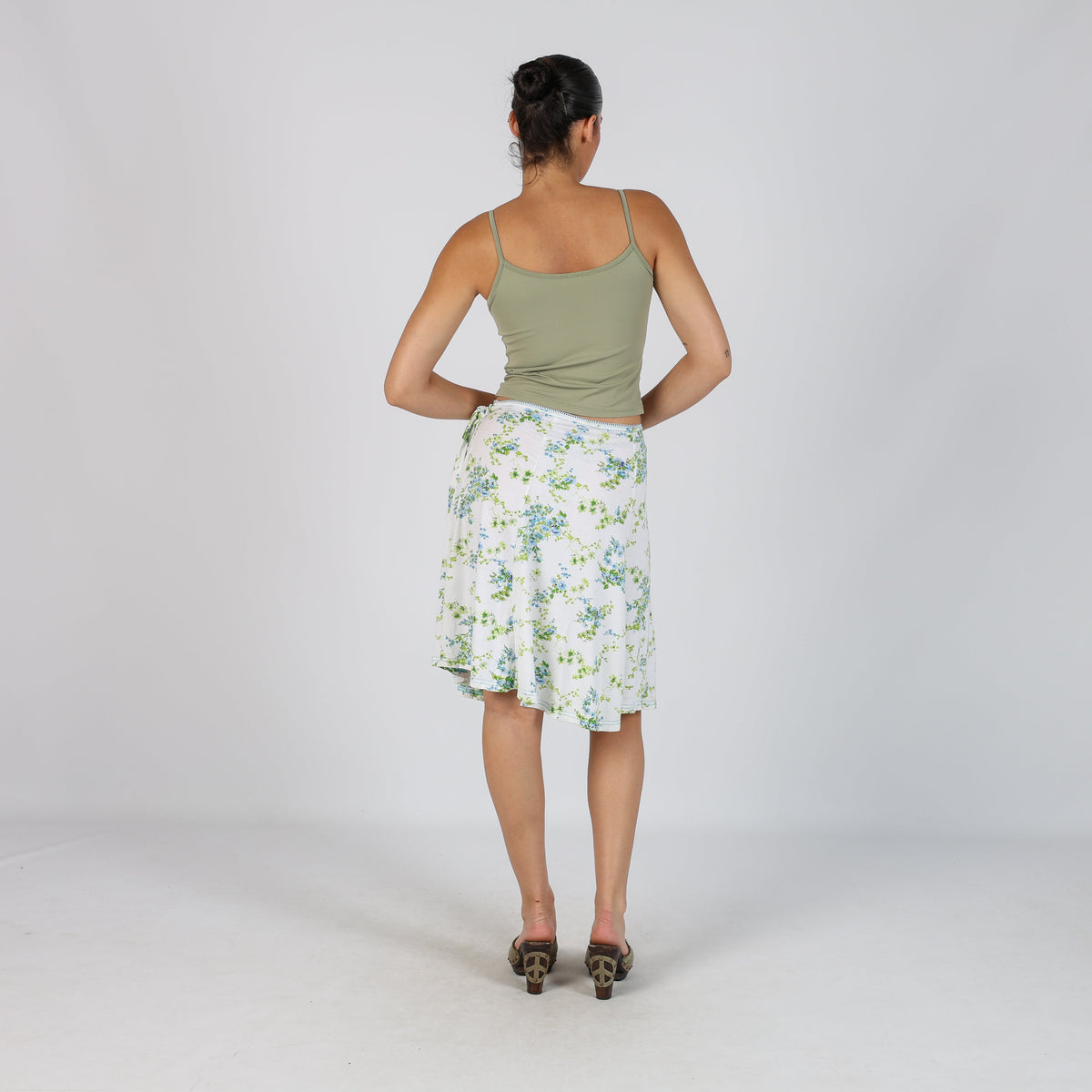 White Y2K Made in Italy Woven Midi Skirt (S)