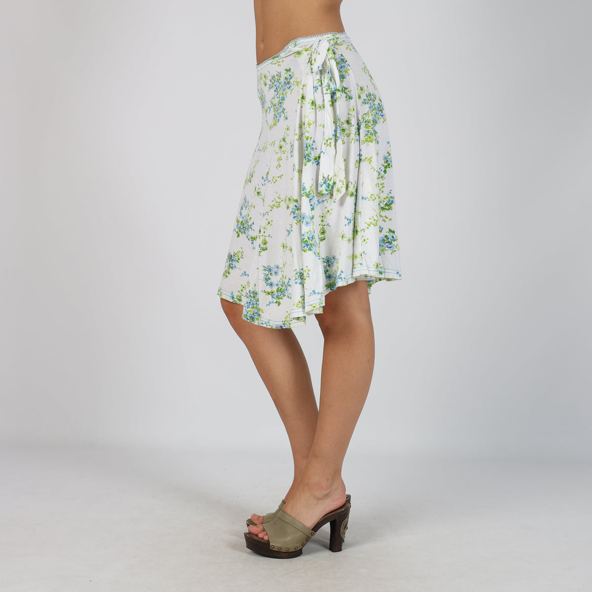White Y2K Made in Italy Woven Midi Skirt (S)