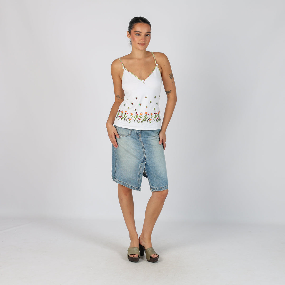 Blue Y2K Denim Midi Skirt (M)