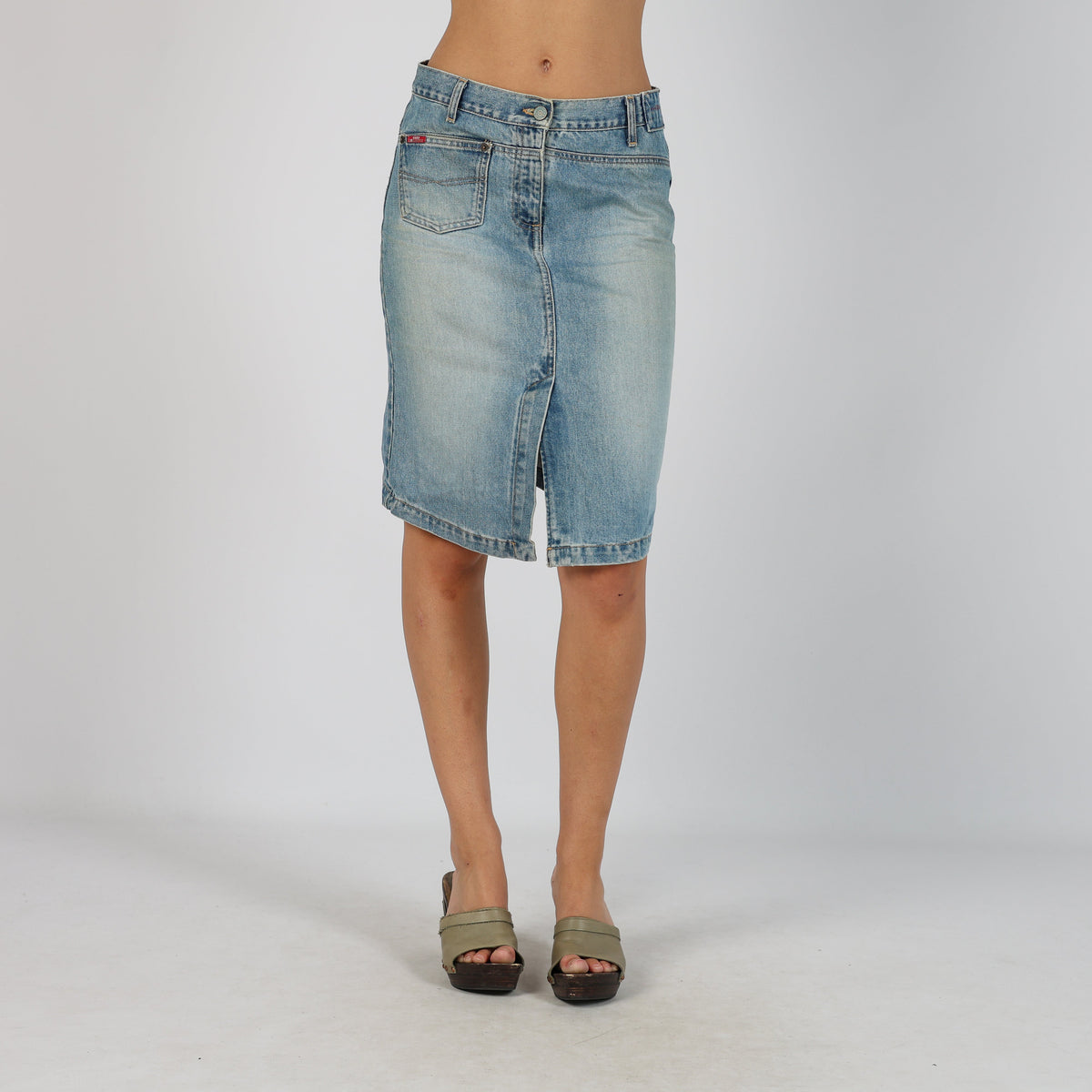 Blue Y2K Denim Midi Skirt (M)
