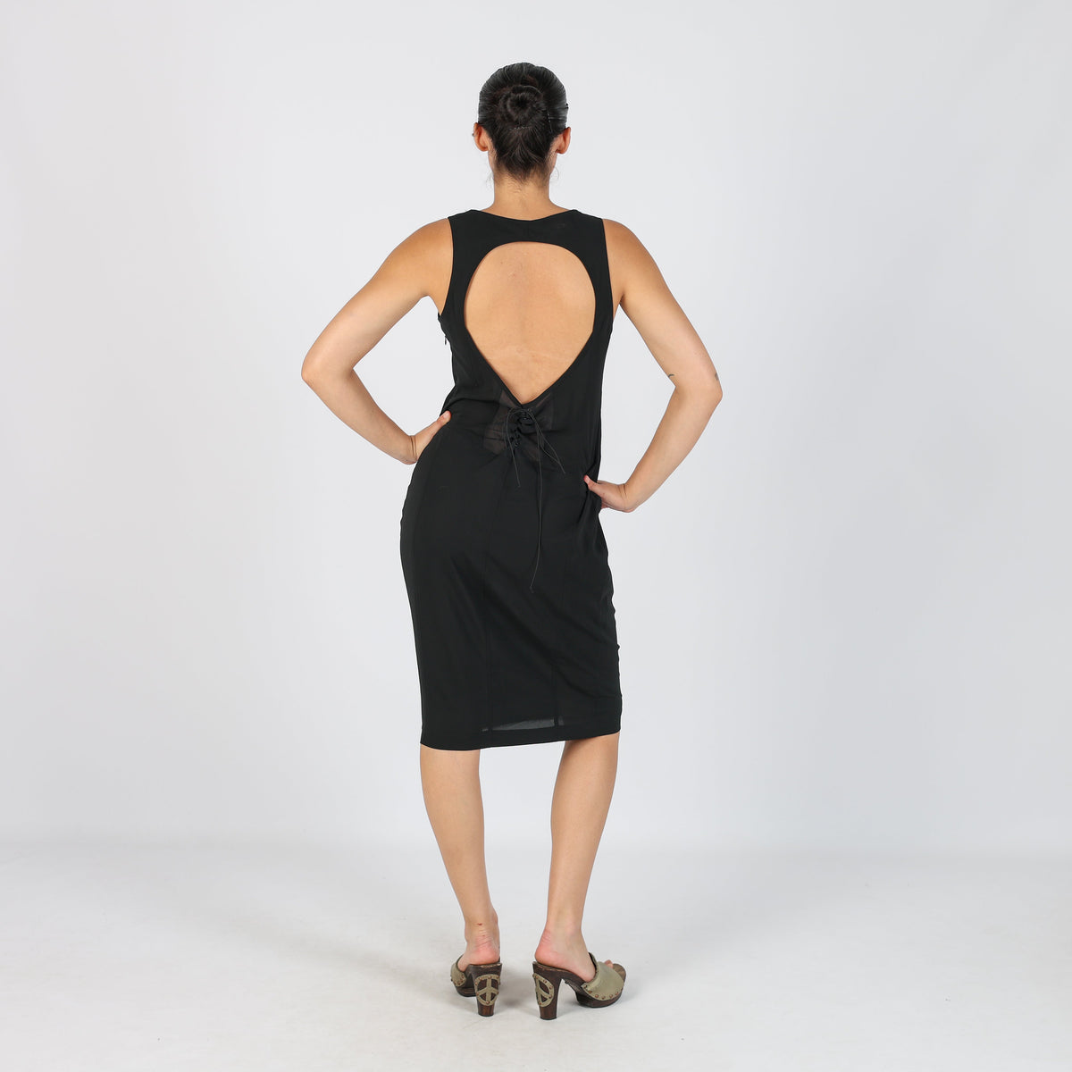 Black Y2K Liu Jo Woven Midi Dress (M)